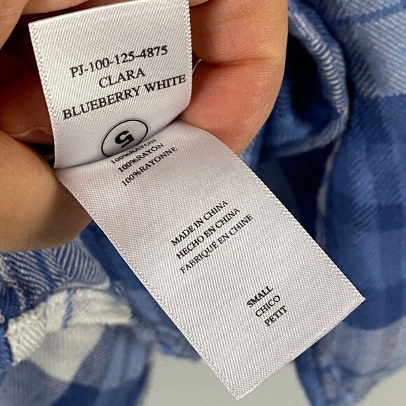 Rails Clara Flannel Button Front Pajama Shirt Size Small Blueberry White Plaid - Picture 5 of 10
